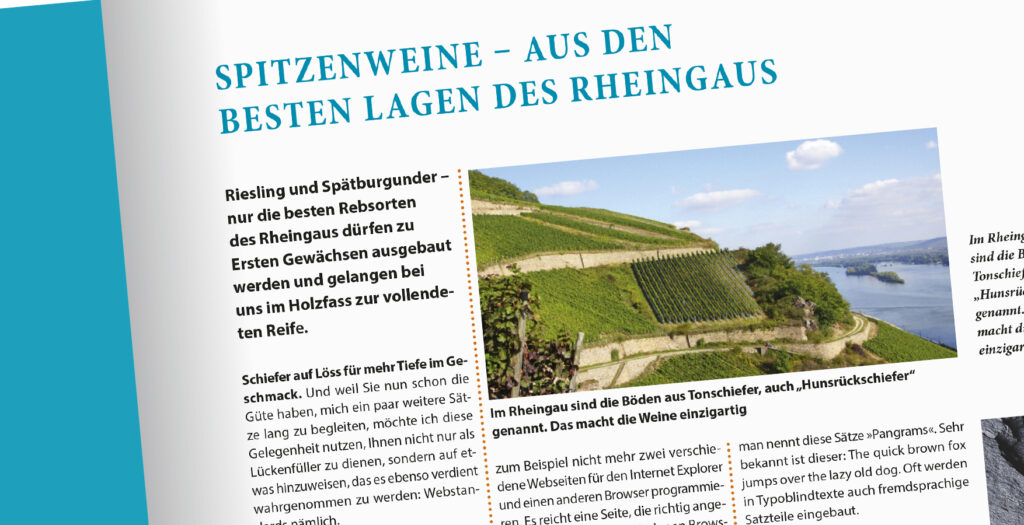 Die Abbildung zeigt eine Überschrift mit dem typografischen Gedankenstrich Halbgeviertstrich.