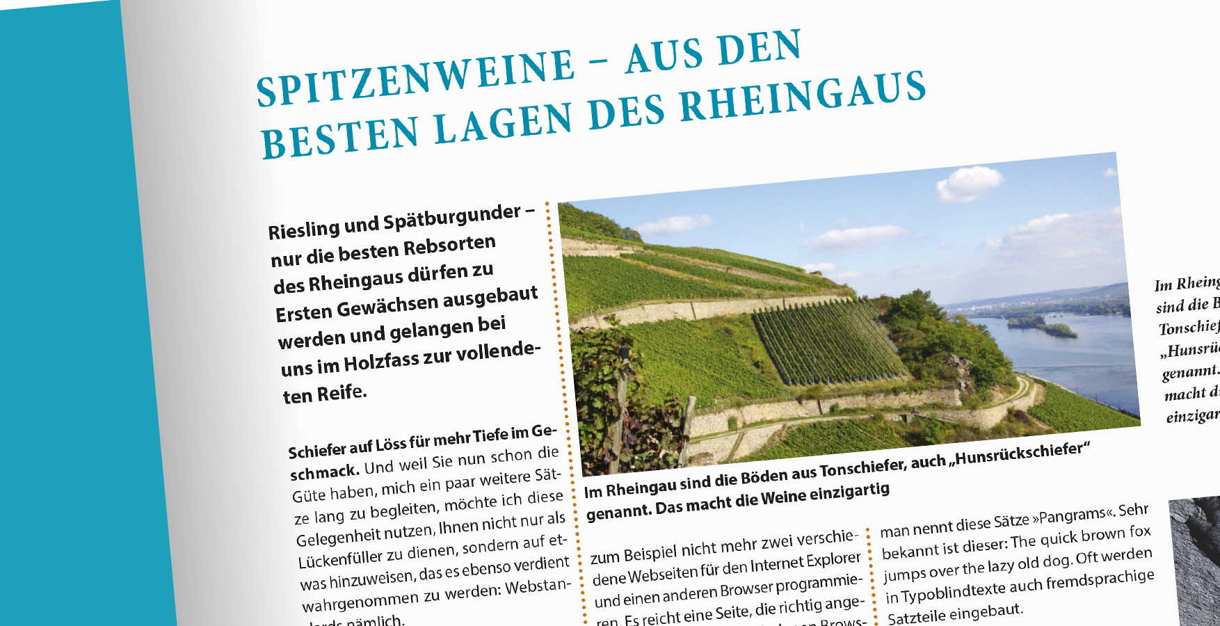 Die Abbildung zeigt eine Überschrift mit dem typografischen Gedankenstrich Halbgeviertstrich.