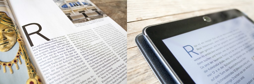 Tablet- und Printausgabe des Reisemagazins Merian