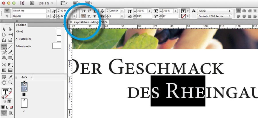 Digitales Kapitaelchen in InDesign