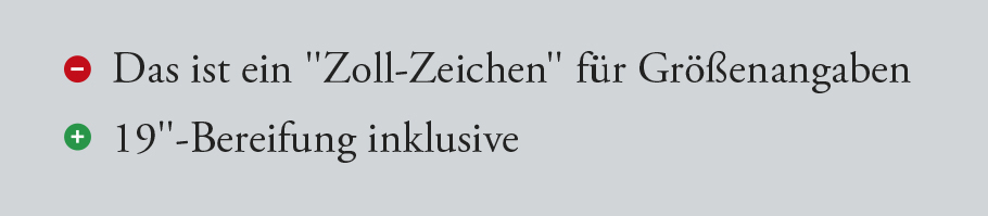 Anführungszeichen gegen Zollzeichen
