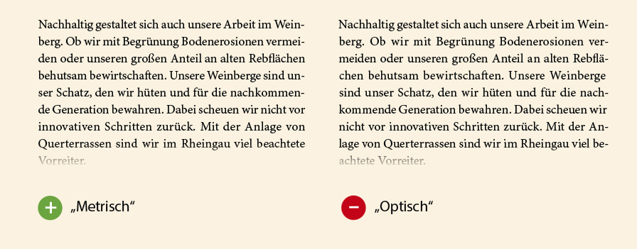 Optimiertes Kerning im Blocksatz in Adobe InDesign