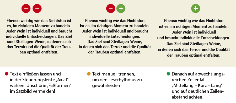 Zeilenfall optimieren: Händische Bearbeitung eines axialen Zeilenfalls