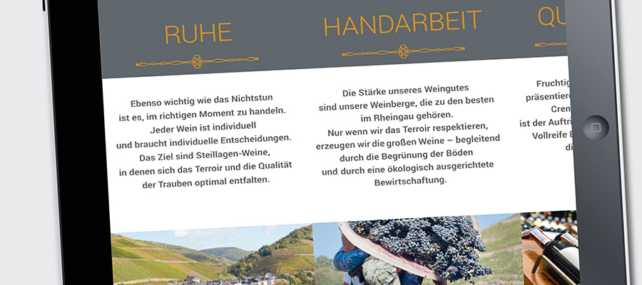 Beispiel gelungener Axialsatz in der Magazingestaltung für eine Tablet-App