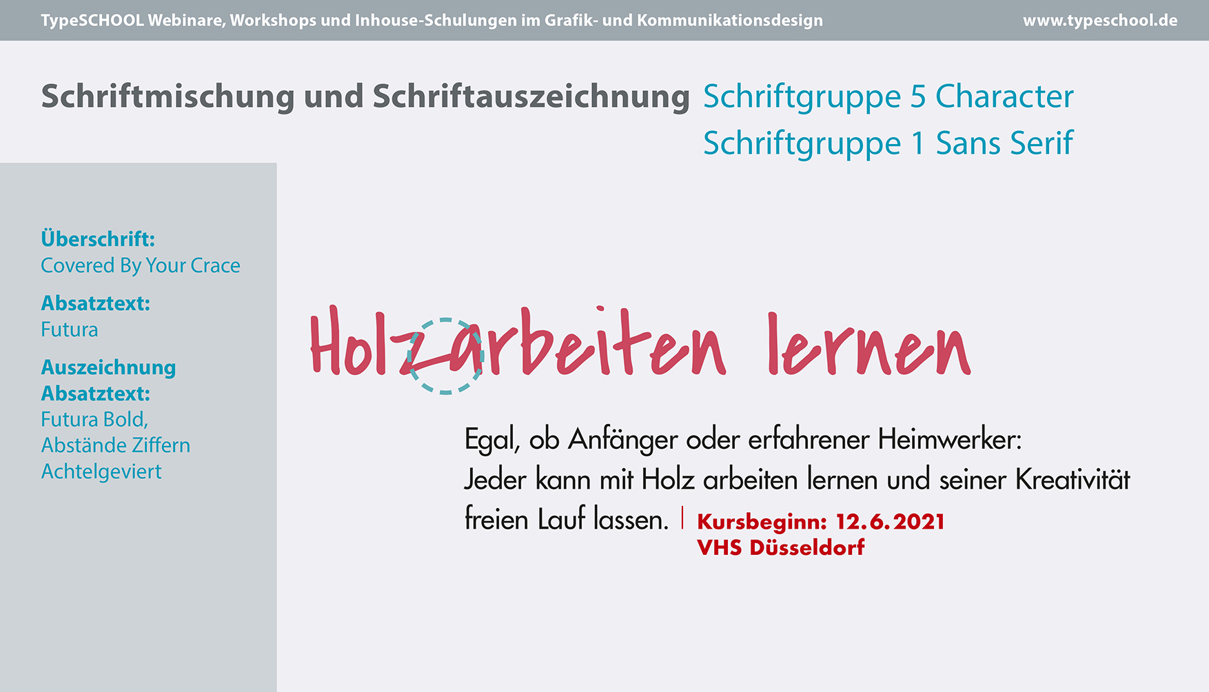 Verwendung von unterschiedlichen Schriften in der Typografie und im Design.