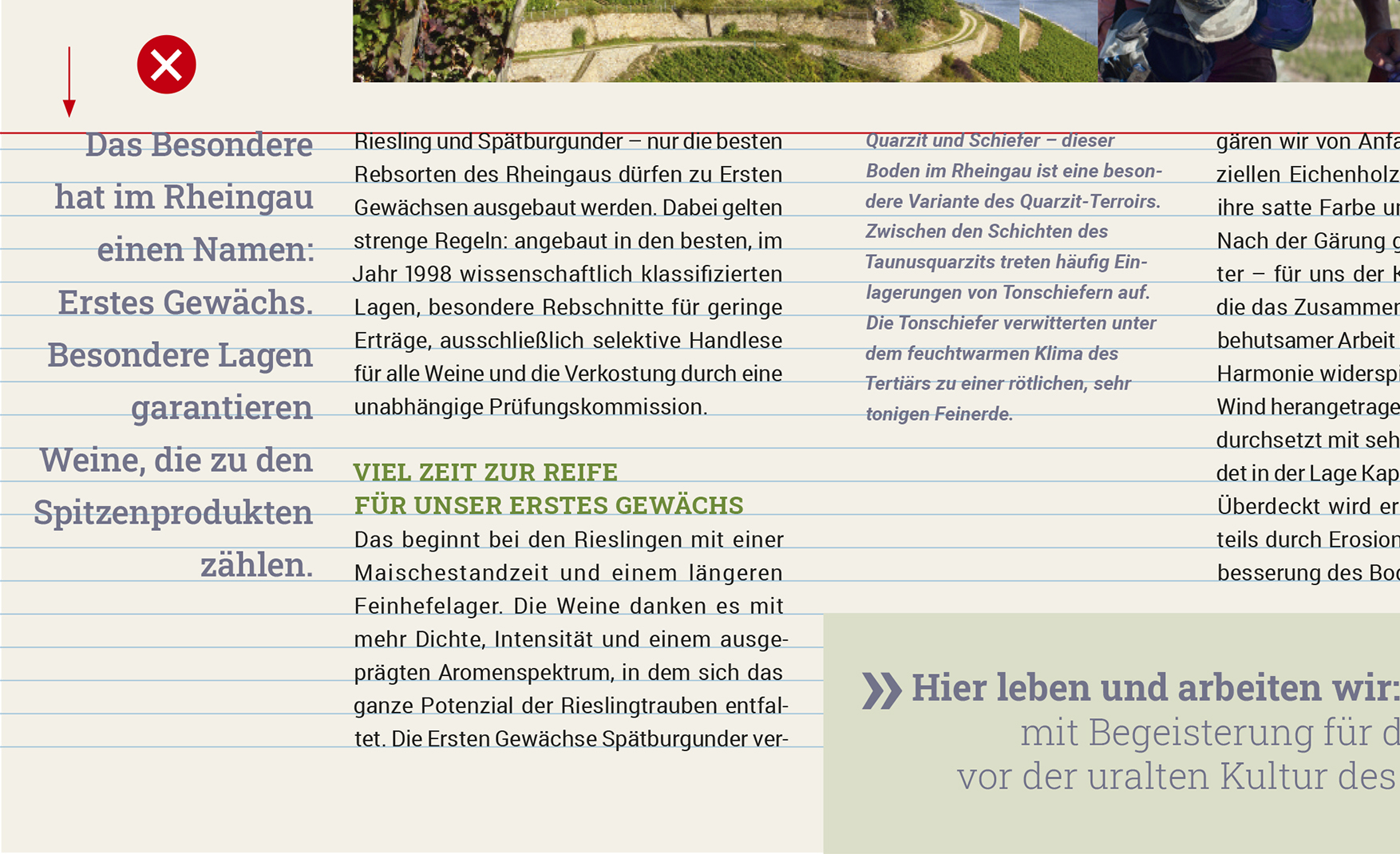 Anordnung von Text mit unterschiedlichen Schriftgrößen und Zeilenabständen ohne Grundlinienraster