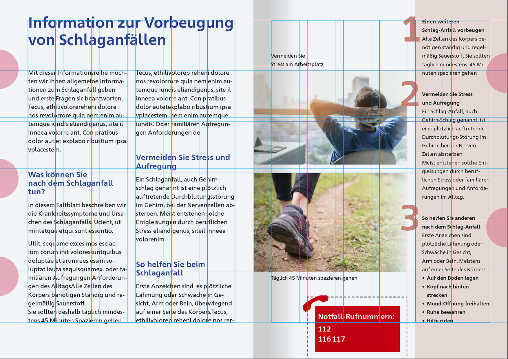 Bild- und Textelemente sind im Layout an Hilfslienen ausgerichtet..