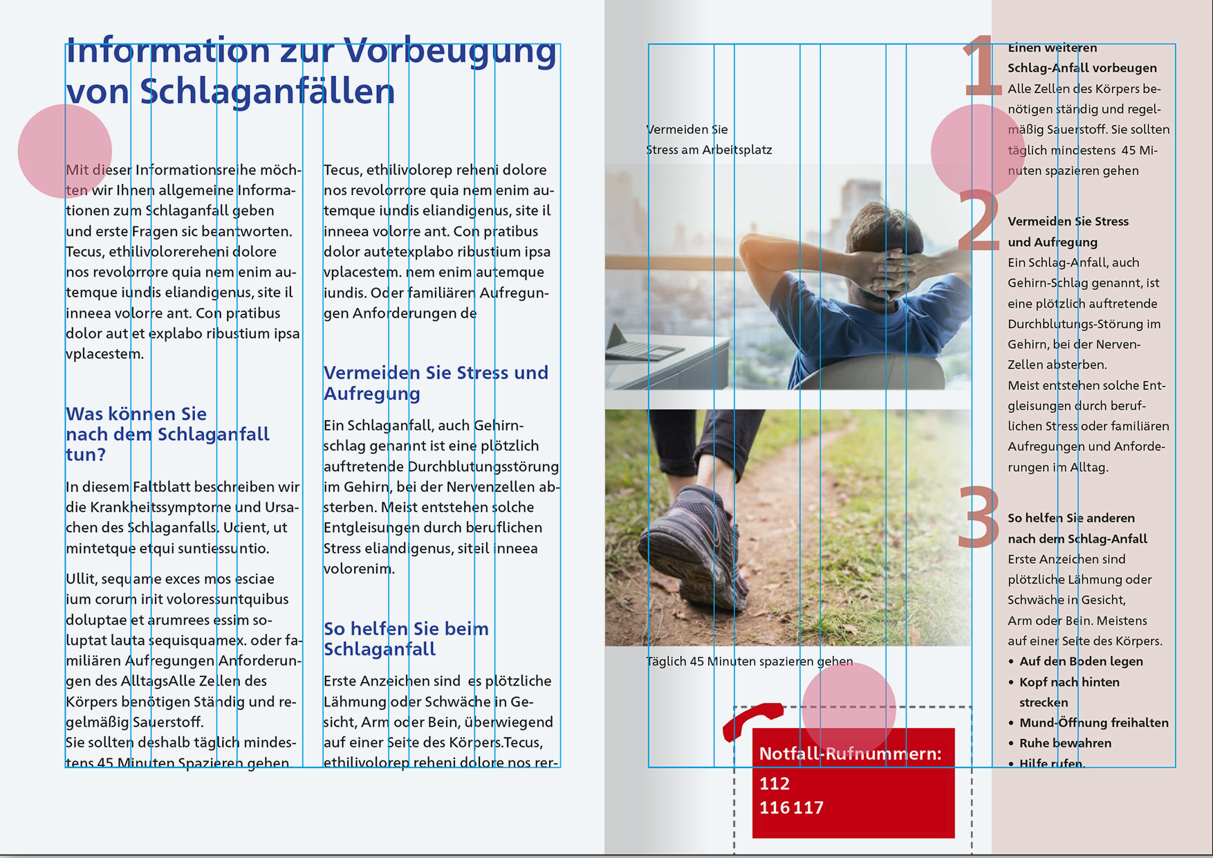 Texte im Gestaltungsraster an Textspalten ausgerichtet.