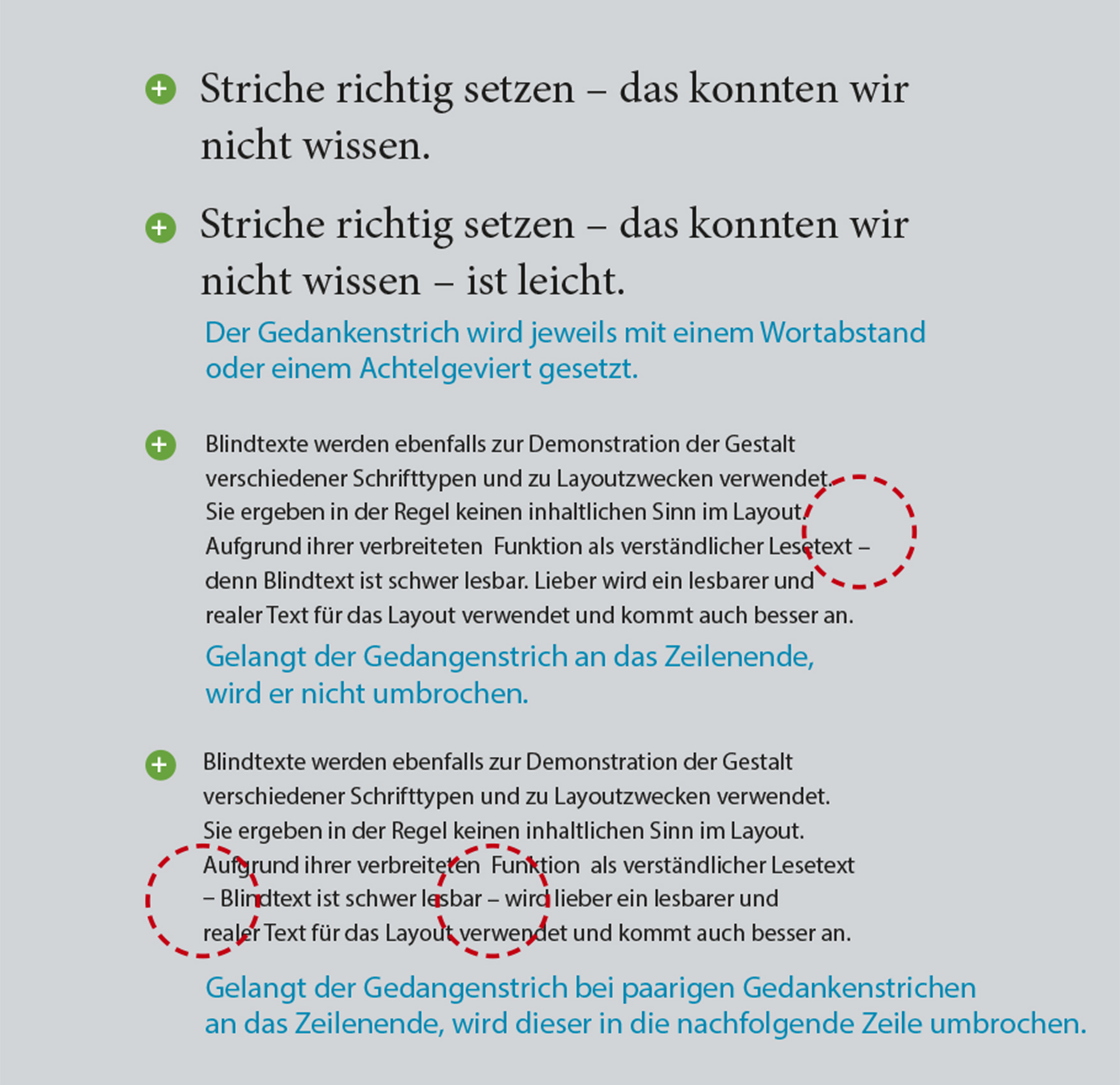 umbruch mit Gedankenstrich am Satzende