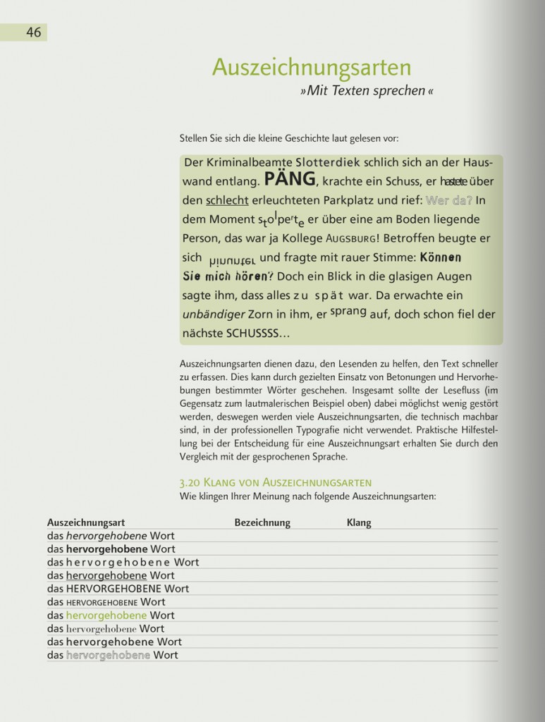 Seite aus Workshop Typografie & Printdesign von Martina Nohl